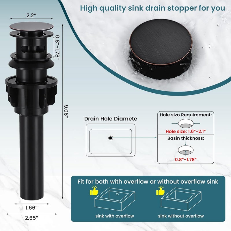LUFG Bathroom Faucets Oil Rubbed Bronze Waterfall Bathroom Sink Faucet Modern Single Handle Bathroom Faucet for 1 or 3 Hole Mxier Tap Washbasin Faucet with Deck, Pop-up Drain and Supply Hoses - Image 4